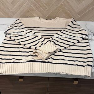 Brandy Melville Cream and Black Striped Sweater
